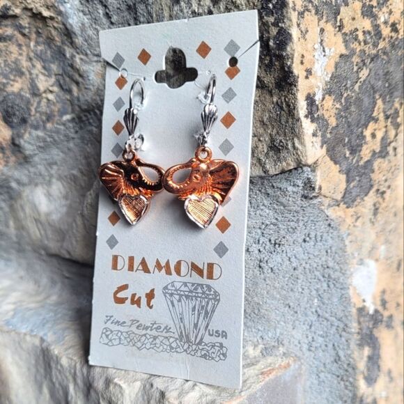 New! 🐘 Coppery Elephant Head Dangle Earrings 🐘 - Picture 3 of 3